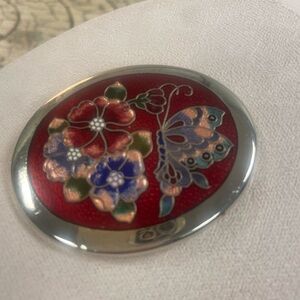 Vintage Cloissone Butterfly Floral Mirror